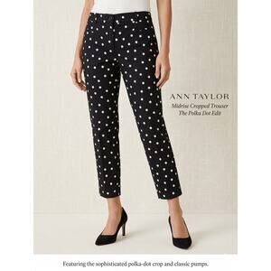 Ann Taylor Black White Polka Dot Crop Pants Women’s Size 10 Mid Rise Cotton